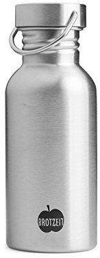 Brotzeit 9120084850153 Trinkflasche aus Edelstahl plastikfrei BPAfrei 500ml, Silber