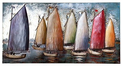 GILDE Bild Sailing Regatta Segeln Segelboote - Kunstobjekt Gallery - Handarbeit - 60 x 120 cm