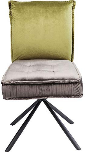 Kare Design Stuhl Chelsea, Grün/Grau, Drehstuhl, Esszimmerstuhl, Samtoptik, 360 Grad drehbar, 91x50x60 cm (H/B/T)
