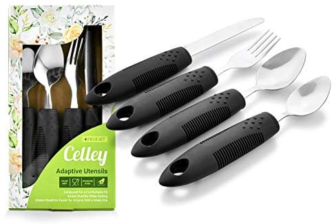 Celley Ustensiles adaptatifs pour personnes âgées, non lestés, ensemble de 4 pièces