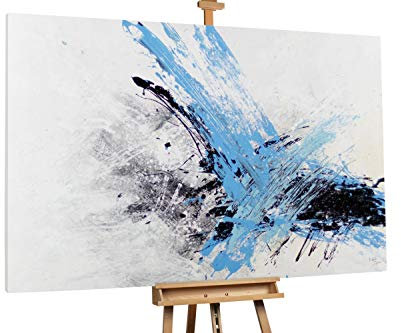 KunstLoft® XXL Gemälde 'Concept of Energy' 180x120cm | original handgemalte Bilder | Quelle Abstrakt Blau Grau | Leinwand-Bild Ölgemälde einteilig groß | Modernes Kunst Ölbild