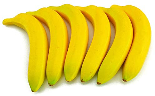 Ulalaza 6Pcs Fake Banana Artificial Fruits Modell Lebensechte Simulation Gelbe Bananen für Dekorationsarrangements