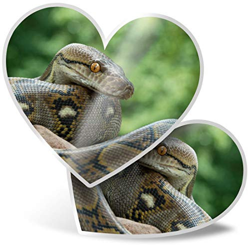 2 x Herz Aufkleber 7,5 cm - Reticulated Python Snake Laptop Tablet Gepäck Scrapbook #3616