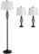 HOMCOM 3er-Lampenset 2 Tischlampe(ø38 x 158H cm) + 1 Stehlampe(ø30 x 62H cm) Metall, PS, Polyester, Baumwolle, Vintage, Schwarz+Weiß