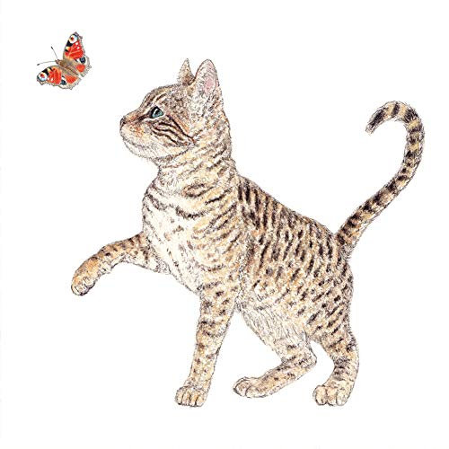 20 Servietten Katze mit Schmetterling | Tiere | Tischdeko 33x33cm