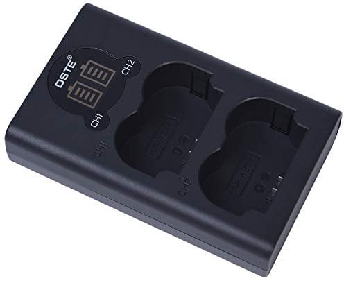 DSTE Dual USB Charger with LCD Display Compatible for Fuji NP-W235, NPW235 Battery - Powered by Type C USB Cable to USB-A 2.0 Connector