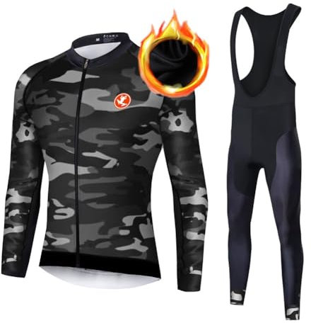 UGLY FROG Herren Winter Thermo Fleece Langarm T-Shirt Top Kleidung Mountain Bike/MTB + Bib Hose