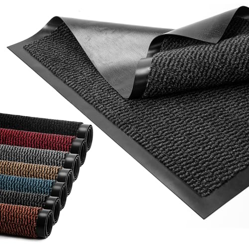 BLADO Door Mat Barrier Mat Non Slip Rubber Mats Washable Heavy Duty | Floor Mats Kitchen Rugs Dirt Trapper Doormat Entrance Rug Shoes Scraper Super Absorbent Carpet (80cm x 300cm, Anthracite)