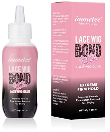 immetee Colle Perruque Lace Wig, Lace Wig Glue, Colle de Cheveux pour Perruque en Dentelle, Postiches, Fausses Barbes et Moustaches 80g (Lace Wig Glue)