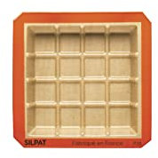 Silpat Moule Tablette Carré – Brownie, Gateau, Pain, Chocolat - 16 Portions - Plat Cuisson Four Silicone Antiadhésif - Accessoire Cuisine, Patisserie - Haute Qualité, Résistant - Démoulage Facile