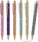 cobee Bling Metal Pens, 6pcs Click Retractable Ballpoint Pens, 1.0mm Black Ink , Metal Glitter for Men, Women, School, Office, Home, Drawing (Checkered Style)
