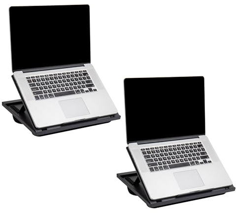 Mind Reader Anchor Collection, Verstellbarer, tragbarer Schreibtisch mit 8 Positionen, mit integrierten Kissen, 37,5 cm L x 27,9 cm B x 18,5 cm H, Schwarz, 2 Stück