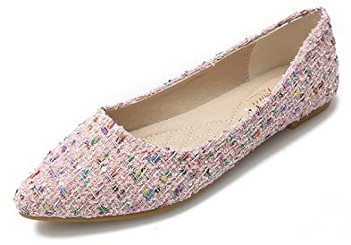 MACHSWON Women's Ballet Flats Slip on Dress Pumps Dolly Shoes(Pink, Size 7.5)