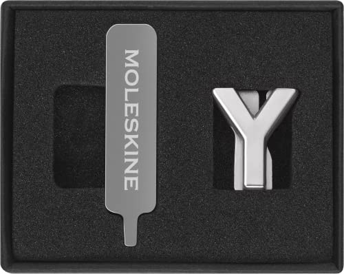 Moleskine-Anstecknadel für Notizbuch oder Agenda, Buchstabe Y, Buchstaben-Anstecknadel, Personalisiere den Verschluss mit einem Gummiband, Personalisierte Geschenkideen, Silberfarbe