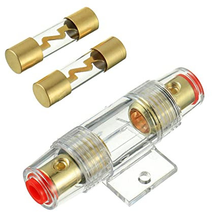 SIGANDG Portafusibile AGU in linea placcato oro con 2 pezzi 100A AGU fusibile per Automotive Audio Power Protezione di sicurezza (100A)