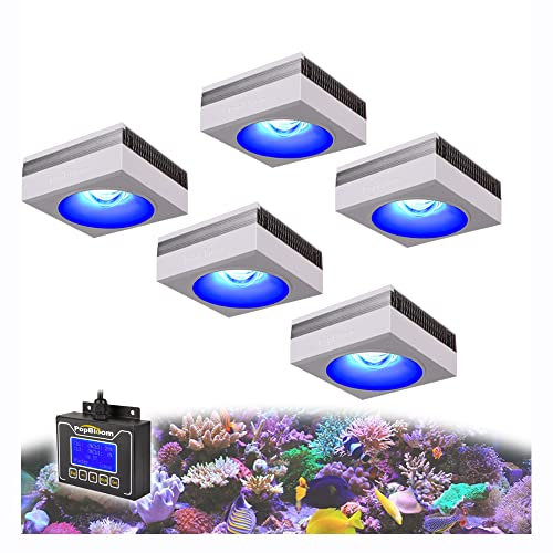 PopBloom RS90 Meerwasser Led Aquarium Beleuchtung, 4 Kanäle programmierbar Lampe Salzwasser Riff Aquarium Beleuchtung für Korallenriff Marine Fisch Tank SPS/LPS (Für 200-230cm (mit Hängeset))