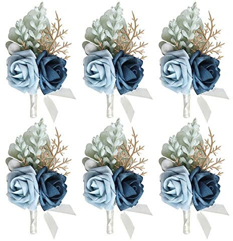 6 Stück Hochzeit Boutonniere Blumen Handgelenk Corsage Gästeanstecker Hochzeit Zubehör Künstliche Rose Blumen Anstecker Bräutigam Hochzeitsanstecker für Braut Brautjungfer Gäste Herren Damen Party