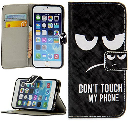 Handy Lux® Schutz Hülle Tasche Kartenfächer Flip Case Etui Cover Involto Motiv Design Hülle BookStyle für Samsung Galaxy A7 A720F 2017 - Don't Touch My Phone