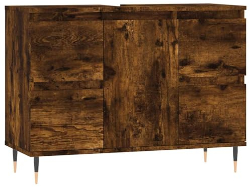vidaXL Badschrank Räuchereiche 80x33x60 cm Holzwerkstoff
