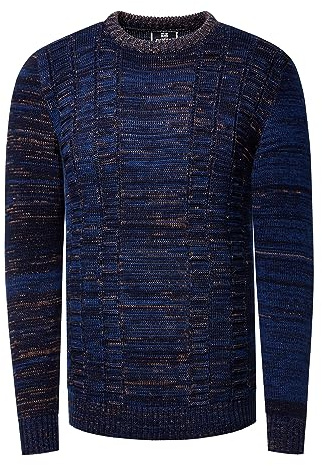 Rusty Neal Herren Slim Fit Strick Pullover Rundhals Pulli S - 3XL Melierter Kontrast Strickpullover Bodyfit 441