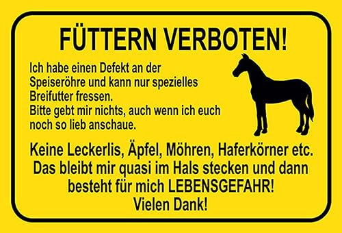 AGDeko® Blechschild füttern verboten Pferde Größe 30x20 cm