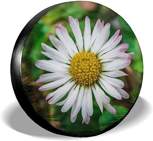 Universal Reserveradabdeckung Schöne Gänseblümchenblume Ersatzradabdeckung Wetterfest Reifencover Kompatibel Für Rv, Auto 14 15 16 17 Zoll, Autoradzubehör Reifenabdeckung Wasserdicht Staubdicht Uv