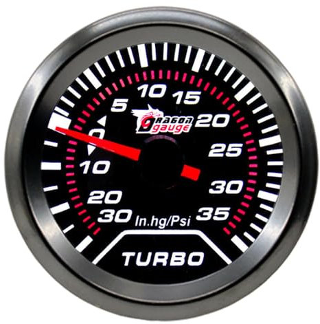 ETOPARS Universale Auto Turbo Boost Manometro 2 Pollici 52mm Turbo Boost Misuratore -30 to 35 Psi Boost Puntatore Indicatore Calibro Bianco Luce Boost Pressione Strumenti Fumo