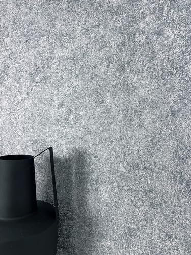 NEWROOM Tapete Grau Vliestapete Unifarbe - Universal Modern Silber Metallic Struktur Monochrom Einfarbig Uni Glanz Putz inkl. Tapezier-Ratgeber