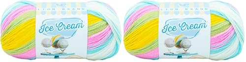 Lion Brand Yarn 923-224 Ice Cream Yarn, Bunny Tracks (Pack of 2)