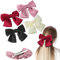 Mbsomnus 4 Stück Schleife Haare Haarschleife Damen Schleifen Haarklammer Großer Haarschleifen mit Abteilklammern Haarspange Schleife Hair Bow Metallklammern für Geschenk - Schwarz Rot Weiß Rosa