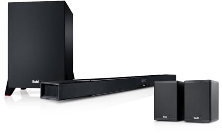 Teufel CINEBAR LUX Surround Ambition 5.1 Set - Soundbar mit Subwoofer und Kabellosen Aktiv Rear-Speaker, Dolby Audio, WLAN, Bluetooth, Multiroom, 4K-Pass-Through, HDMI 3D ARC CEC - schwarz