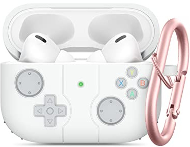 MINUUISCT Hülle für Airpods Airpods Pro/Pro 2 Generation mit Schlüsselanhänger, Klassisches Game Player Konsolen Design Case, TPU Abdeckung für Airpod Pro 2 Kabelloser Ladehülle Schutzhülle, Weiß