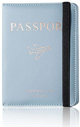 FZSECRIU Reisepasshülle, Passport Hülle mit RFID-Blocker, Impfpass Hülle, Reisepass Organizer, Reisepasshüllen, Geldbörse(Blau)
