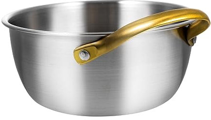 Zerodeko Cuenco Para Mezclar Fideos Ensaladera Sartén Del Chef Mantequilla Derretida Fideos Pasta Cacerola Tazón Hondo Cocina De Ramyun Para Ronda Acero Inoxidable Olla De Un Solo Mango