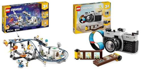 LEGO Creator 3-in-1 Weltraum-Achterbahn, Bausatz Einer Spielzeug-Kirmes mit funktionierenden Wägen & Creator 3in1 Retro Kamera Spielzeug mit 3 Modellen für Mädchen und Jungen