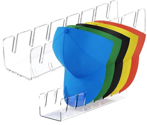 Gzsekken Hat Stand for Baseball Caps,2 Pack Acrylic Hat Organiser Baseball Cap Storage Racks for 14 Baseball Caps Display Organiser Caps Stand Rack Display and for Closet, Office, Bedroom ,Clear