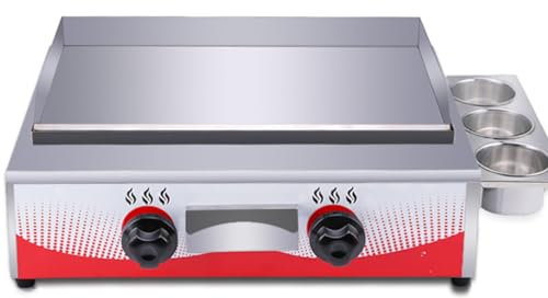 TAHALI Gas Griddle, Commercial Countertop Grill, Large Stainless Steel Nonstick Griddle, Kitchen Fried Pans, BBQ Grill Barbecue Bacon Egg Fryer, Independent Temperature Control