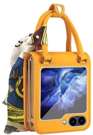COQUE Funda para Samsung Galaxy Z Flip 6, Elegante Funda pequeña para teléfono,Funda Plegable a Prueba de Golpes para Samsung Galaxy Z Flip6 5G-Amarillo