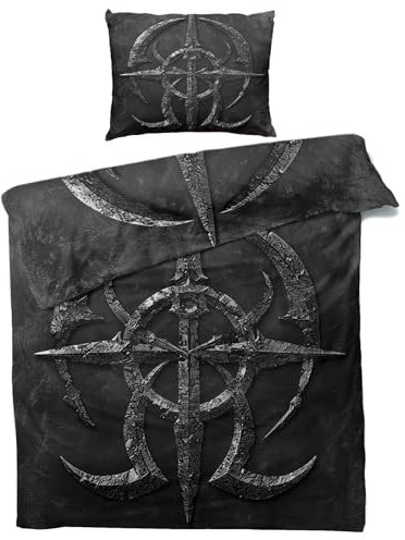 MOBEITI Gothic Bettwäsche 135x200, Schwarz Wendebettwäsche - Deko & Geschenke, Weiche Mikrofaser Bettbezug Set 2teilig, 1 Kissenbezug 80x80, mit Reißverschluss