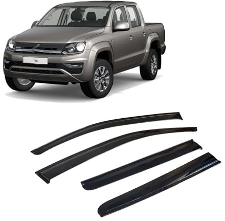 CarJoy Windabweiser Luftabweiser Regenabweiser Seitenfensterabweiser Kompatibel mit VW Amarok Typ 2F 2009-2020 Autofenster Regenschutz Regenabweiser Anklebbare Deflektoren Externe Passform 4 Stück