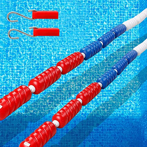 Kit de cuerda divisora de piscina de 7 m, cuerda flotante de seguridad con flotador, 2 ganchos y cuerda de alambre de acero, línea de carril para piscinas y playas poco profundas