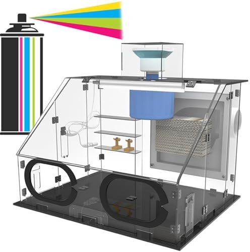 ExoticaBlend Airbrush Kabine, Lackierkabine Sprühbox Airbrush Farbnebel Beleuchtung mit 40-W-Doppelabluftventilator, LED-positiven weißen Lichtern,50 * 43 * 36cm
