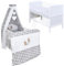 Generisch Baby Delux Babybett Komplett Set 9-TLG Kinderbett umbaubar zum Juniorbett 70x140 Matratze Jack Bettset Vollstoffhimmel (Wippe Big Stars Grey)