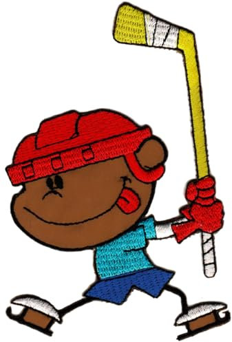 Eishockey Spieler Aufnäher zum aufbügeln oder aufnähen Bügelbild Aufbügler für Kleidung gestickter Bügelpatch Applikation Sport Patch Größe 7,0 x 10,5 cm