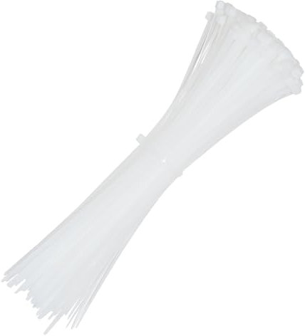 EMTSEB 200 Pack of White Cable Ties, 300mm x 4.8mm Heavy Duty Self Locking Nylon Zip Ties for Home Office Garage and Workshop