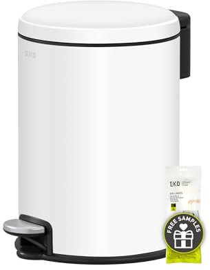 EKO Serene Step Bin, 3L Round Small Bin with Removable Inner Liner for Bedroom & Bathroom, Pedal Bin for Rubbish and Waste, White