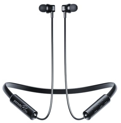 Porodo Blue ENC Nackenbügel-In-Ear-Kopfhörer, klare Anrufe und überlegener Klang, 200 mAh Akku, 28 Stunden Spielzeit, Bluetooth 5.3, tiefer Bass, Schwarz