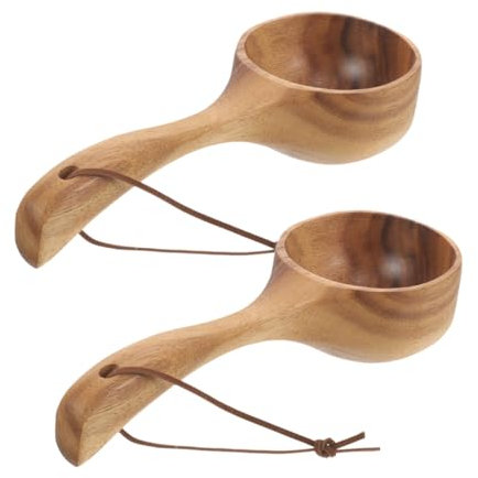 SEWOART 2piezas Cucharón De Madera para Baño y Sauna Cucharón Ergonómico para Lavado De Cabello y Baño Herramienta Práctica para Hogar Scoop De Agua De Acacia