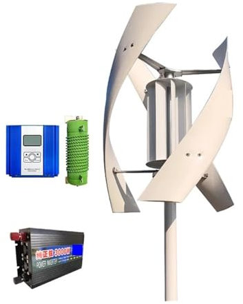 Kit de turbina generadora de viento, turbina eólica de eje Vertical de 3KW, turbina eólica doméstica, baja velocidad y bajo nivel de ruido Generación de energía de alta eficiencia y bajo ru(With off g