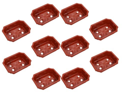 HEMOTON 10 Pièces Pots à Bonsai Plastique avec Drainage de Pots Rectangulaires pour Plantes pour Jardin et Maison Couleur Rouge Foncé